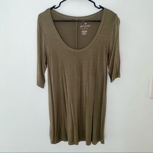 AEO Half sleeve olive long shirt